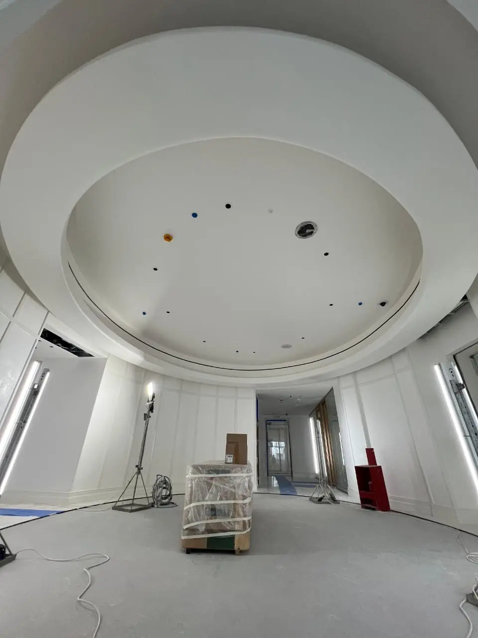 Circular sculptural GRG feature documented during finishing works